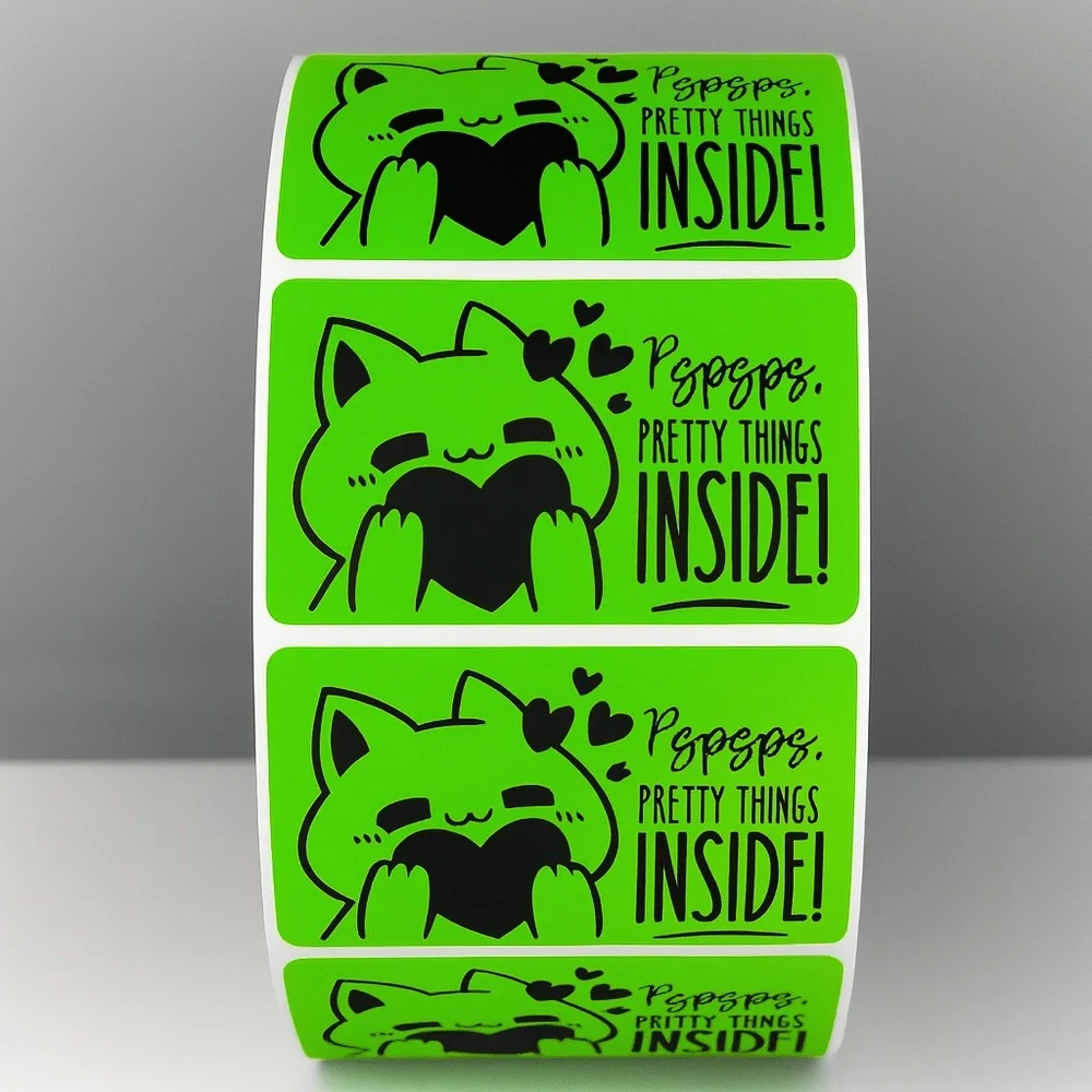 Pspsps Pretty Things Inside Stickers – Cute Cat Labels for Packaging and Orders